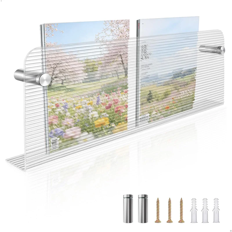Zeitschriftenhalter Wand, Zeitschriftenhalter, Zeitungshalter Mit Langwelliger Glasstruktur, Zeitungsständer Wand Geeignet für Flure, Arbeitszimmer und Bürobereiche, 40 × 15 × 3,5 Cm, Transparent