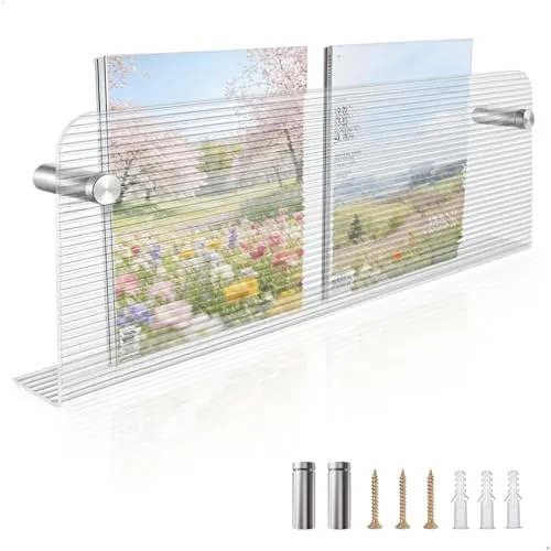 Zeitschriftenhalter Wand, Zeitschriftenhalter, Zeitungshalter Mit Langwelliger Glasstruktur, Zeitungsständer Wand Geeignet für Flure, Arbeitszimmer und Bürobereiche, 40 × 15 × 3,5 Cm, Transparent