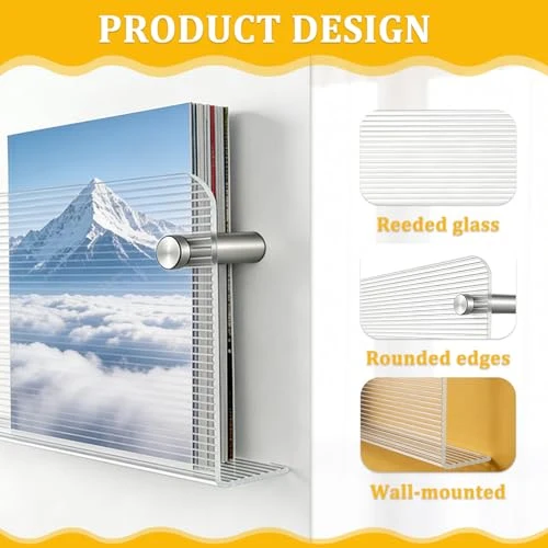 Zeitschriftenhalter Wand, Zeitschriftenhalter, Zeitungshalter Mit Langwelliger Glasstruktur, Zeitungsständer Wand Geeignet für Flure, Arbeitszimmer und Bürobereiche, 40 × 15 × 3,5 Cm, Transparent