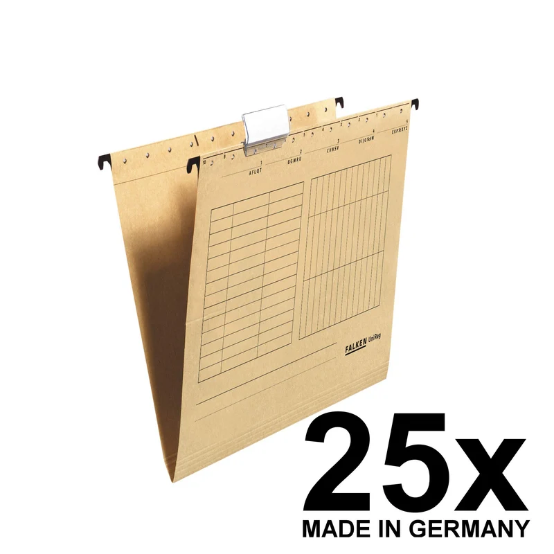 FALKEN 25x Hängemappe Recycling DIN A4 seitlich offen braun