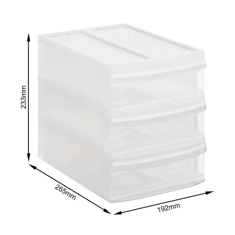 Rotho Systemix Schubladenbox 3 Schübe Büro Organizer aus PP Transparent