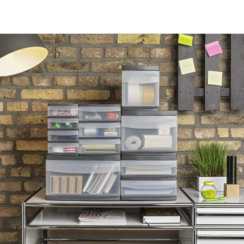 Rotho Systemix Schubladenbox 3 Schübe Büro Organizer aus PP Transparent