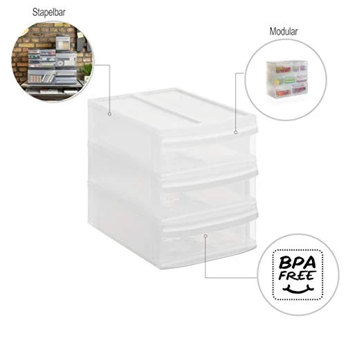 Rotho Systemix Schubladenbox 3 Schübe Büro Organizer aus PP Transparent