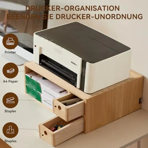 KIRIGEN Druckerständer Massivholz, Druckerregal, Drucker-Organizer
