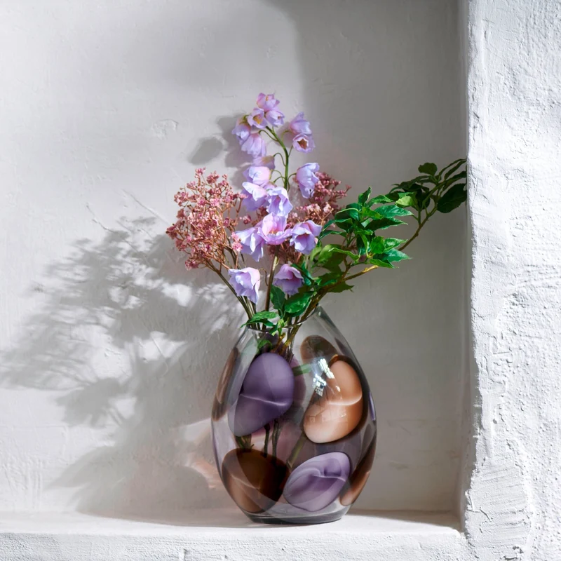 Lambert - Bagodar Vase Glas, violet mit Optik, H30,5cm D23cm