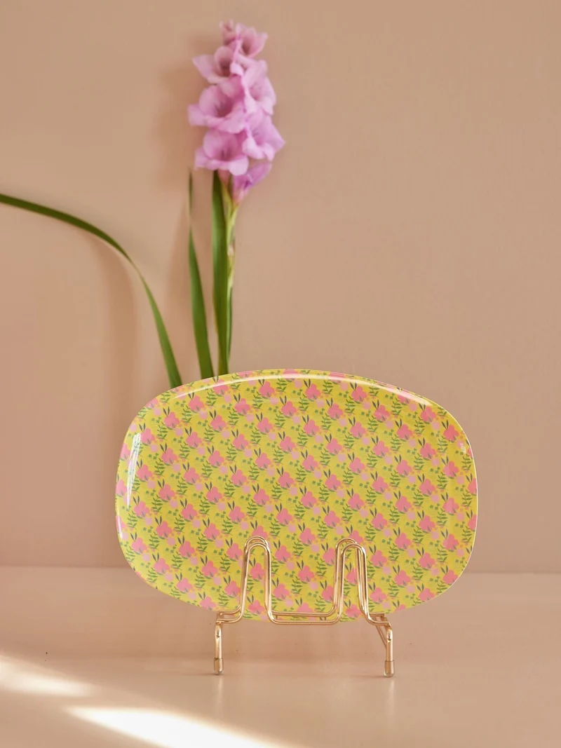 rice- Melamine Rectangular Plate with Sunny Days Print
