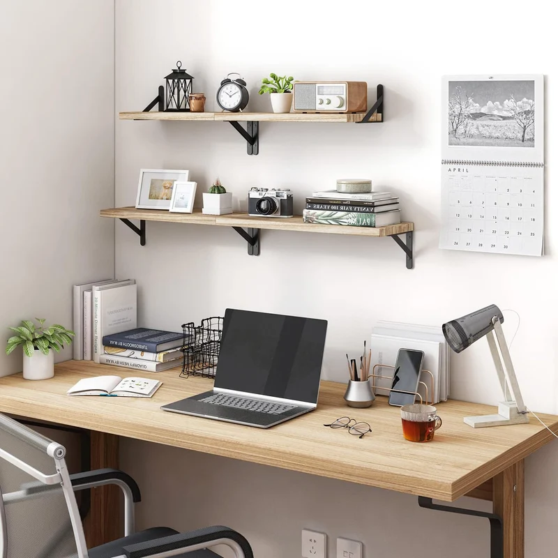 Wandregal Holz und Metall, 4er-Set Schweberegale mit 3 Montagemöglichkeiten – Dekoregal zur Wandmontage für Wohnzimmer, Küche, Schlafzimmer, Badezimmer und Büro