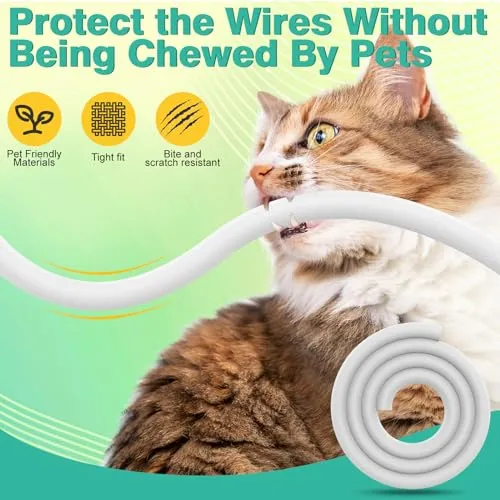REFLYING Kabelschutzgitter für Hund & Katze, 3 Meter-9,5mm, Weiß