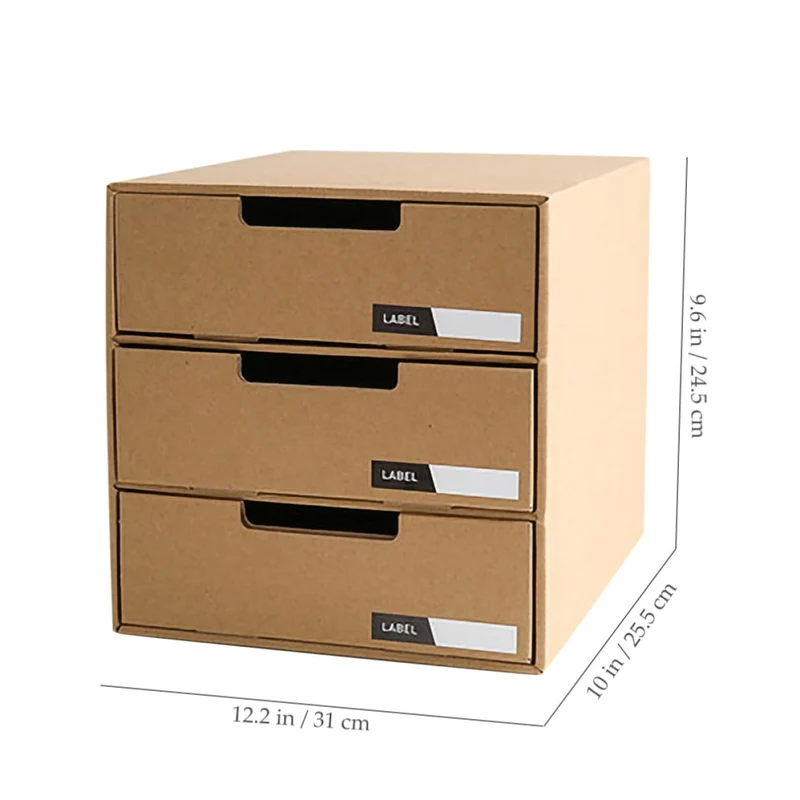 DECHOUS Schubladen Dokumentenorganizer aus Papier, Beige, mit Fächern