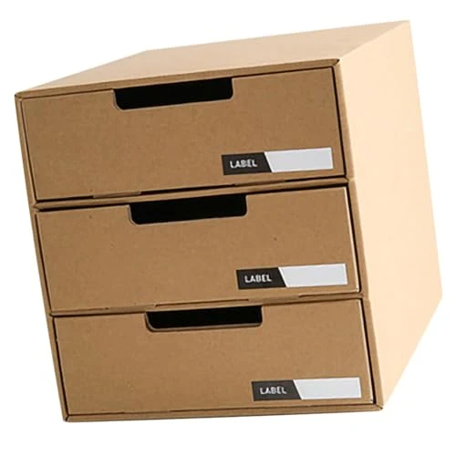 DECHOUS Schubladen Dokumentenorganizer aus Papier, Beige, mit Fächern