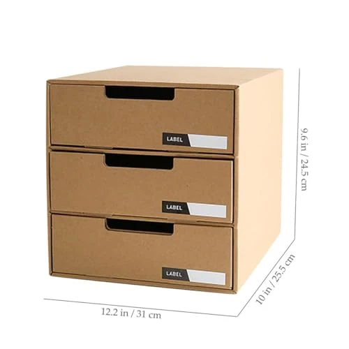 DECHOUS Schubladen Dokumentenorganizer aus Papier, Beige, mit Fächern