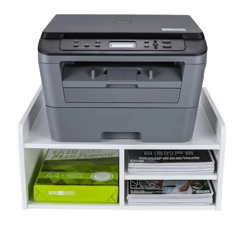 EasyPAG Druckerständer Schreibtisch Holz Druckerhalter Büro Organizer A4 Papierablage,Weiß