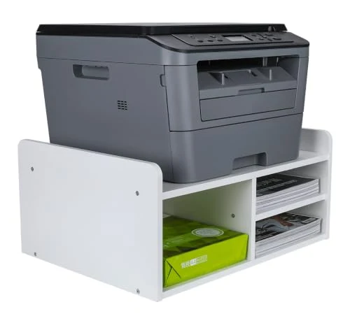 EasyPAG Druckerständer Schreibtisch Holz Druckerhalter Büro Organizer A4 Papierablage,Weiß