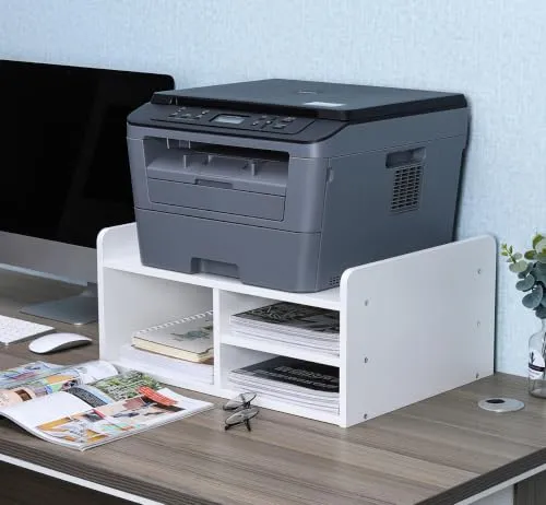 EasyPAG Druckerständer Schreibtisch Holz Druckerhalter Büro Organizer A4 Papierablage,Weiß