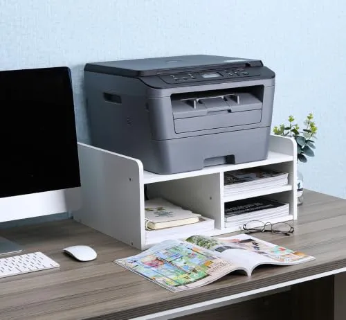 EasyPAG Druckerständer Schreibtisch Holz Druckerhalter Büro Organizer A4 Papierablage,Weiß