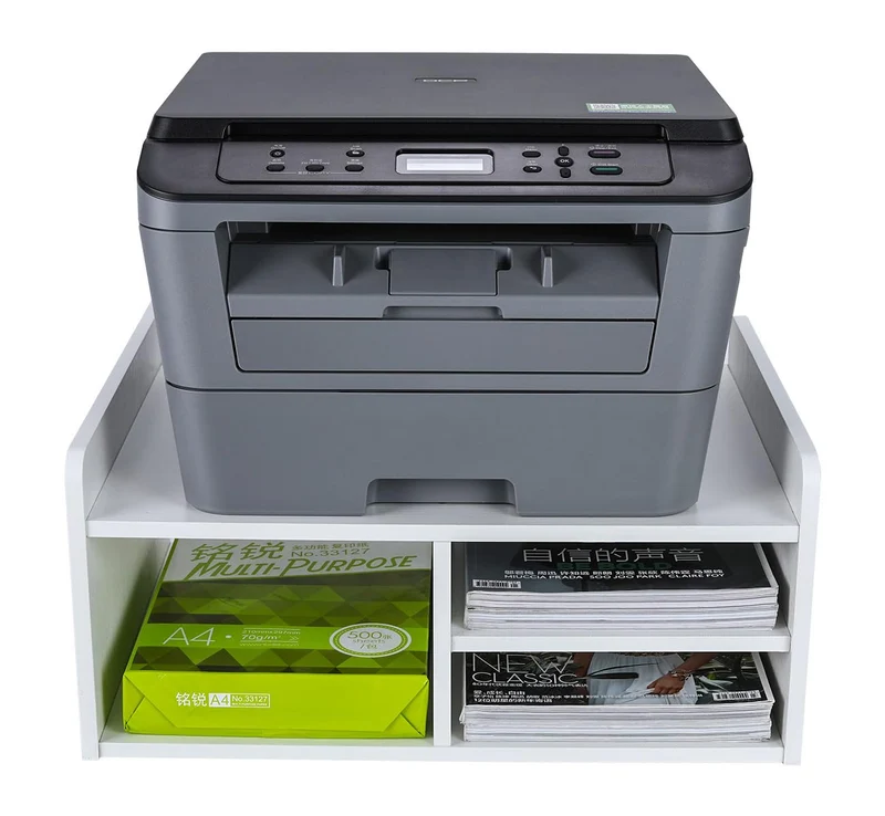 EasyPAG Druckerständer Schreibtisch Holz Druckerhalter Büro Organizer A4 Papierablage,Weiß