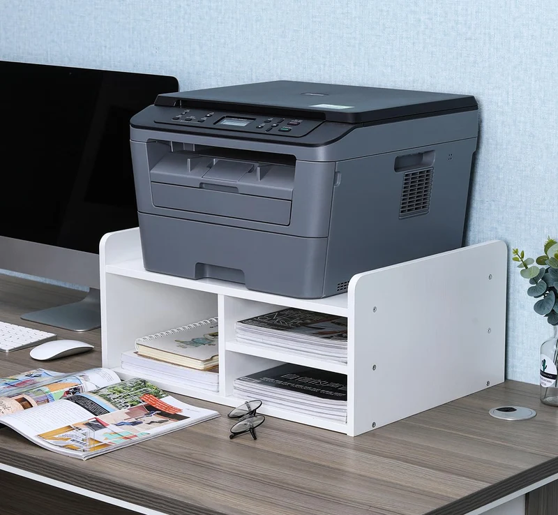 EasyPAG Druckerständer Schreibtisch Holz Druckerhalter Büro Organizer A4 Papierablage,Weiß