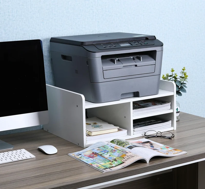 EasyPAG Druckerständer Schreibtisch Holz Druckerhalter Büro Organizer A4 Papierablage,Weiß