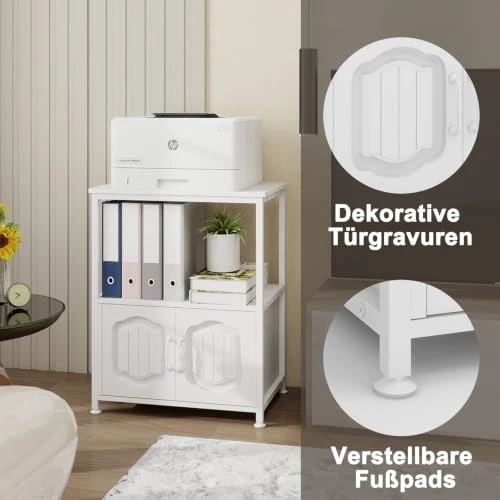 PUNCIA Druckerständer 3 Ebenen mit Türen Druckerschrank Druckertisch