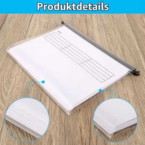 20 Stück Hängeregister A4 Hängemappen mit Tabs und Karteneinsätzen, Hängeordner Transparent Hängetasche, Hängehefter A4 für Schule, Büro, Bibliothek, Desktop-Aktenaufbewahrung