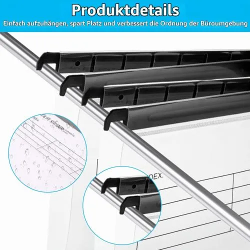 20 Stück Hängeregister A4 Hängemappen mit Tabs und Karteneinsätzen, Hängeordner Transparent Hängetasche, Hängehefter A4 für Schule, Büro, Bibliothek, Desktop-Aktenaufbewahrung