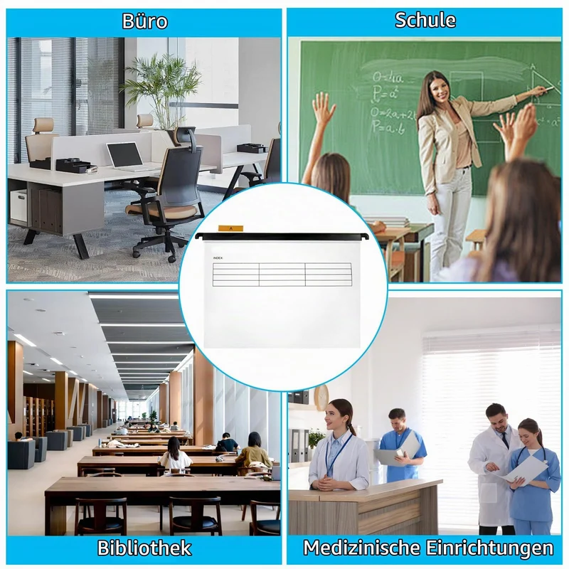 20 Stück Hängeregister A4 Hängemappen mit Tabs und Karteneinsätzen, Hängeordner Transparent Hängetasche, Hängehefter A4 für Schule, Büro, Bibliothek, Desktop-Aktenaufbewahrung