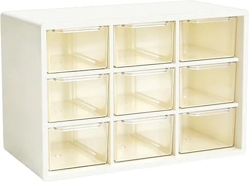 1 Stück Schubladenbox Kunststoff,9-Felder-Raster, transparent