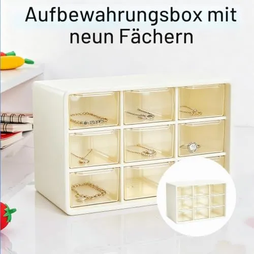 1 Stück Schubladenbox Kunststoff,9-Felder-Raster, transparent
