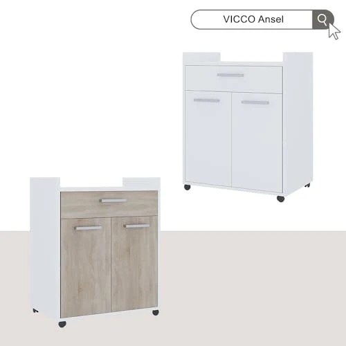 Vicco Rollcontainer Ansel, Weiß/Sonoma, 60 x 40 cm