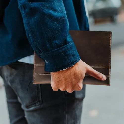 Nachfüllbarer Leder-Notizbucheinband mit seitlicher Stiftschlaufe
