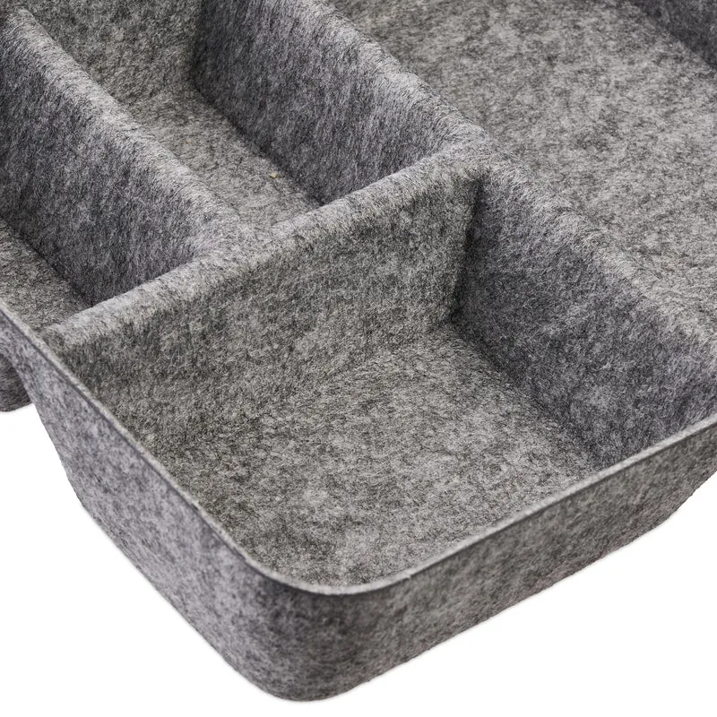 Relaxdays Schubladen Organizer Filz, Ordnungssystem Schreibtisch, HxBxT: 6,5 x 32 x 25 cm, 4 Fächer, Filzkorb, hellgrau