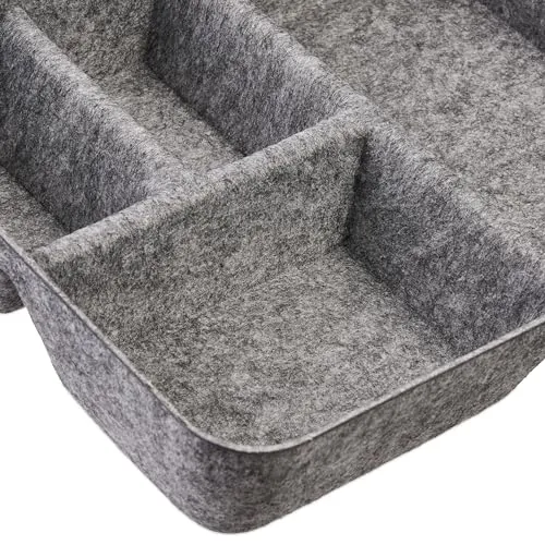 Relaxdays Schubladen Organizer Filz, Ordnungssystem Schreibtisch, HxBxT: 6,5 x 32 x 25 cm, 4 Fächer, Filzkorb, hellgrau