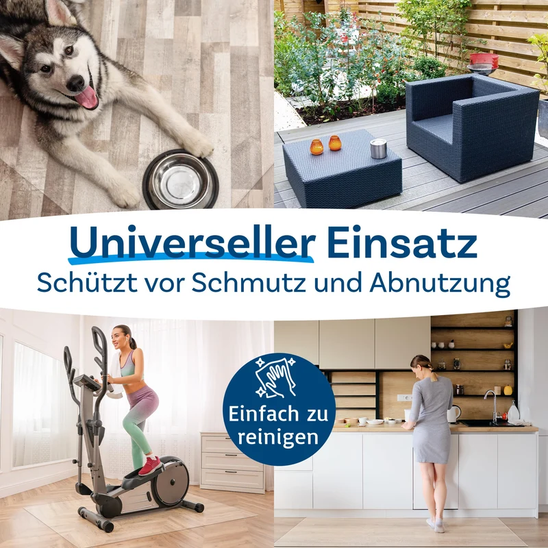 Floordirekt Bodenschutzmatte für Hartböden - Neo - transparente Bürostuhlunterlage Bodenmatte Stuhlunterlage - Stärke: 1,5 mm (Transparent, 150 x 200 cm)