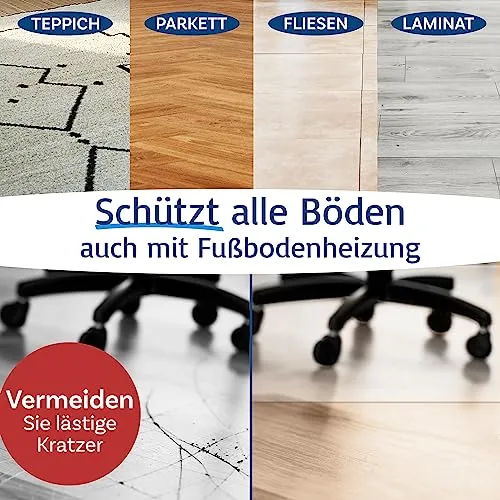 Floordirekt Bodenschutzmatte für Hartböden - Neo - transparente Bürostuhlunterlage Bodenmatte Stuhlunterlage - Stärke: 1,5 mm (Transparent, 150 x 200 cm)