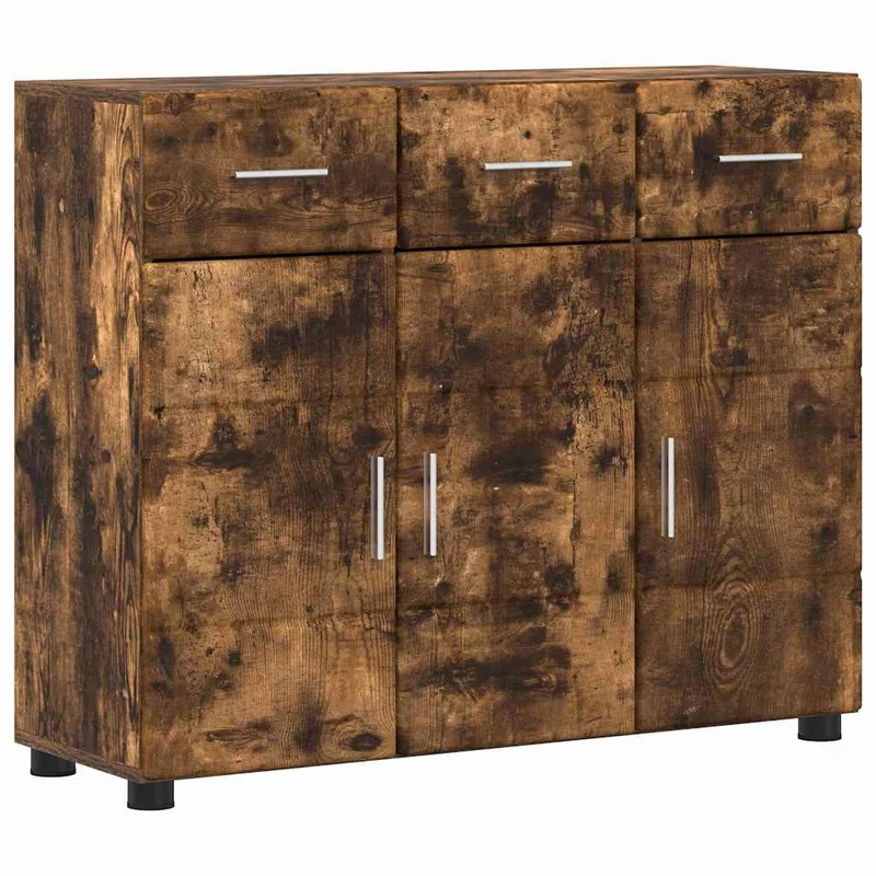 Schrank aus Holzwerkstoff mit Tür, modernes Design in Geräucherter Eiche, 88,5 x 30,5 x 73 cm, ideal für Homeoffice und Wohnzimmer