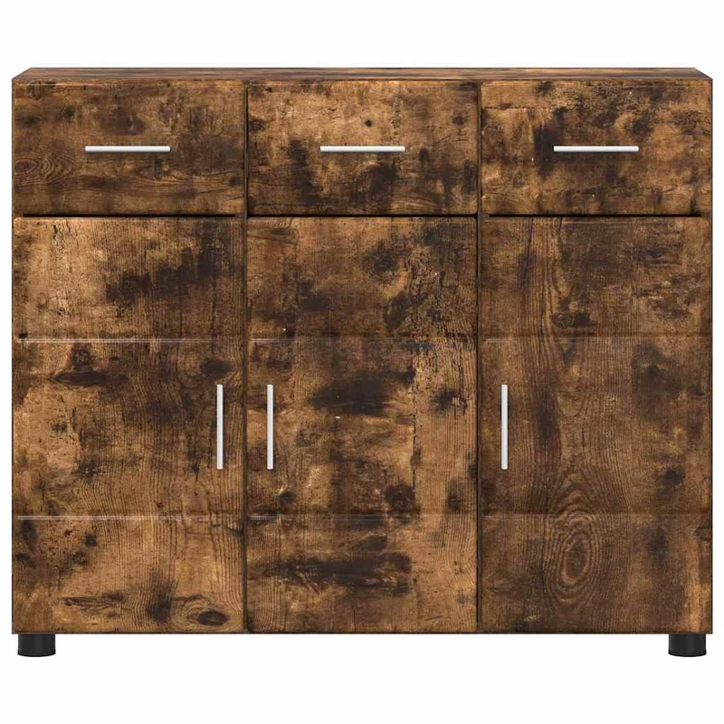 Schrank aus Holzwerkstoff mit Tür, modernes Design in Geräucherter Eiche, 88,5 x 30,5 x 73 cm, ideal für Homeoffice und Wohnzimmer