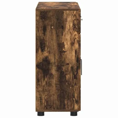 Schrank aus Holzwerkstoff mit Tür, modernes Design in Geräucherter Eiche, 88,5 x 30,5 x 73 cm, ideal für Homeoffice und Wohnzimmer
