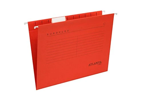 Jalema 2652742200 Hängemappen Euroflex, Hängeregister DIN A4, seitlich offen, Sichtreiter, FSC®-zertifiziert, 25er Packung, rot