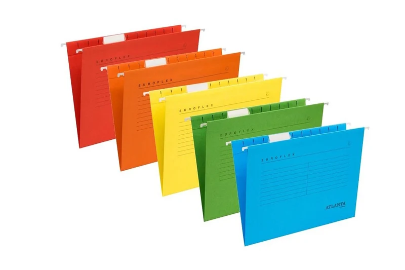 Jalema 2652742200 Hängemappen Euroflex, Hängeregister DIN A4, seitlich offen, Sichtreiter, FSC®-zertifiziert, 25er Packung, rot