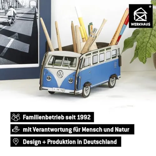 Werkhaus Stifthalter, VW Bus T1, Blau,Einheitsgröße