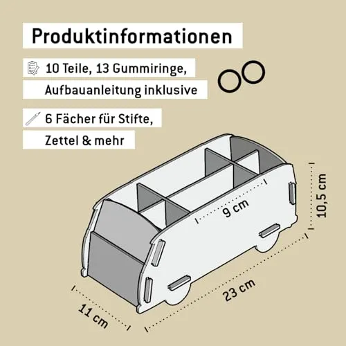 Werkhaus Stifthalter, VW Bus T1, Blau,Einheitsgröße