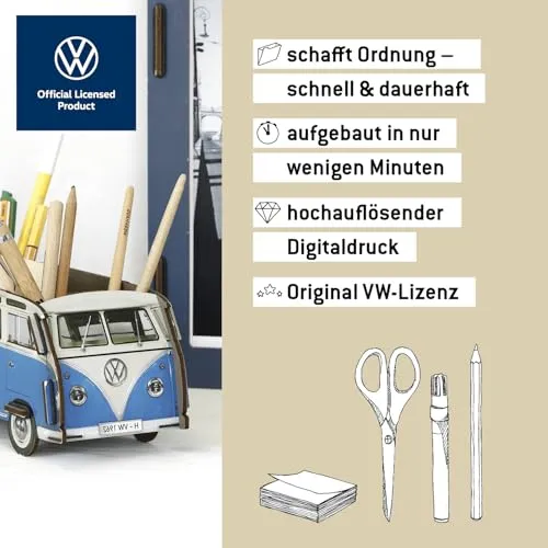 Werkhaus Stifthalter, VW Bus T1, Blau,Einheitsgröße