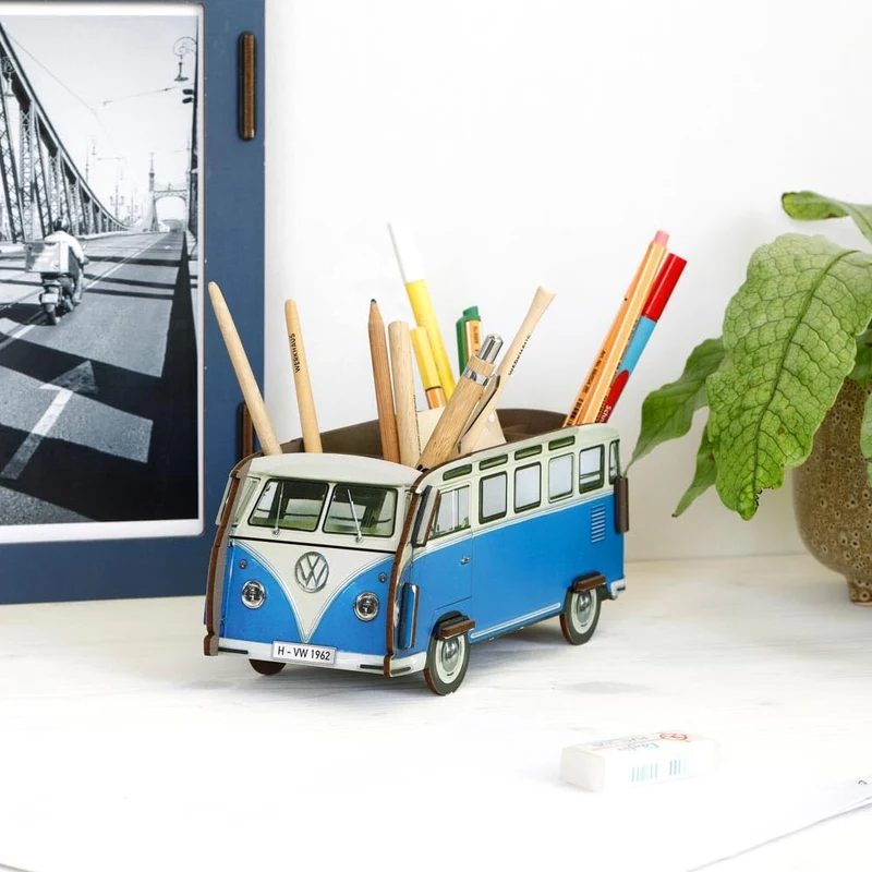 Werkhaus Stifthalter, VW Bus T1, Blau,Einheitsgröße