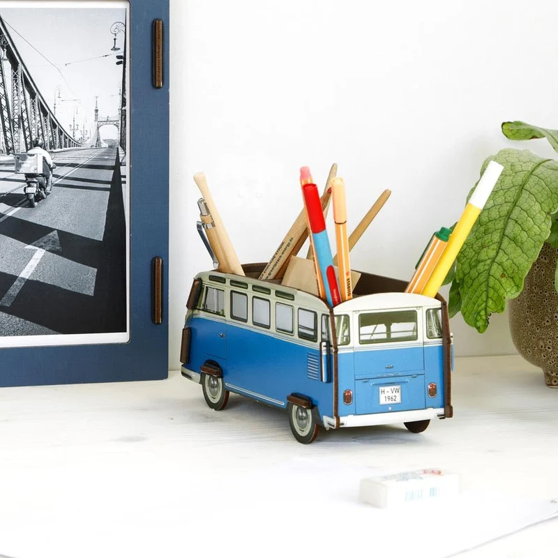 Werkhaus Stifthalter, VW Bus T1, Blau,Einheitsgröße