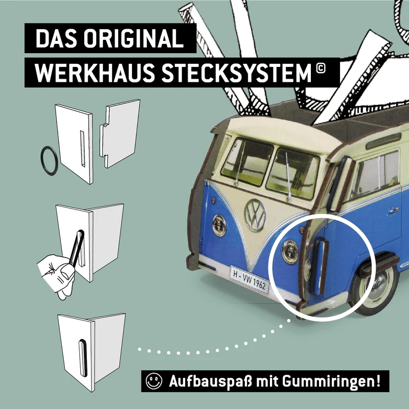 Werkhaus Stifthalter, VW Bus T1, Blau,Einheitsgröße