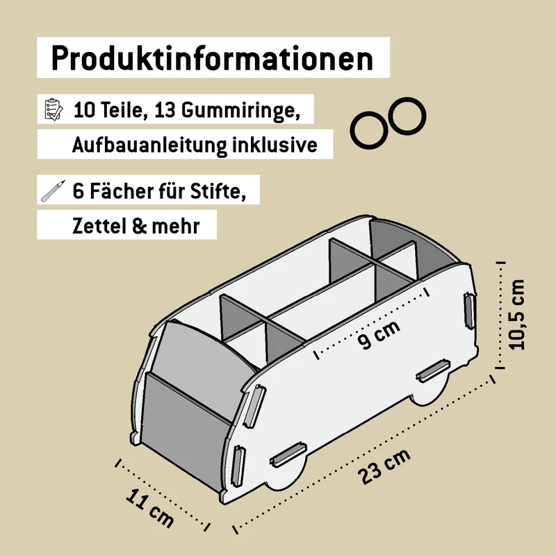Werkhaus Stifthalter, VW Bus T1, Blau,Einheitsgröße