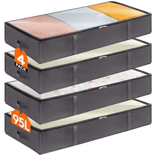 Lifewit Aufbewahrungstasche 95L, Unterbettkommode, Transporttasche 4 Stück