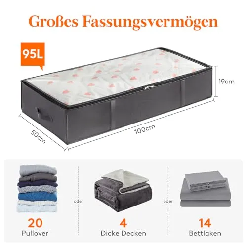 Lifewit Aufbewahrungstasche 95L, Unterbettkommode, Transporttasche 4 Stück