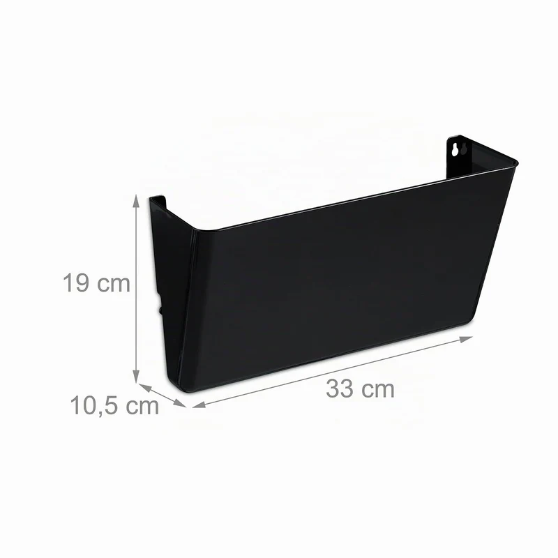 Relaxdays Zeitschriftenhalter Wand, 3er Set, A4, Kunststoff, HBT: 19x33x10,5 cm, Magazinhalter, Zeitungshalter, schwarz