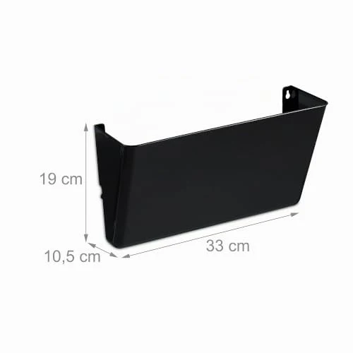 Relaxdays Zeitschriftenhalter Wand, 3er Set, A4, Kunststoff, HBT: 19x33x10,5 cm, Magazinhalter, Zeitungshalter, schwarz